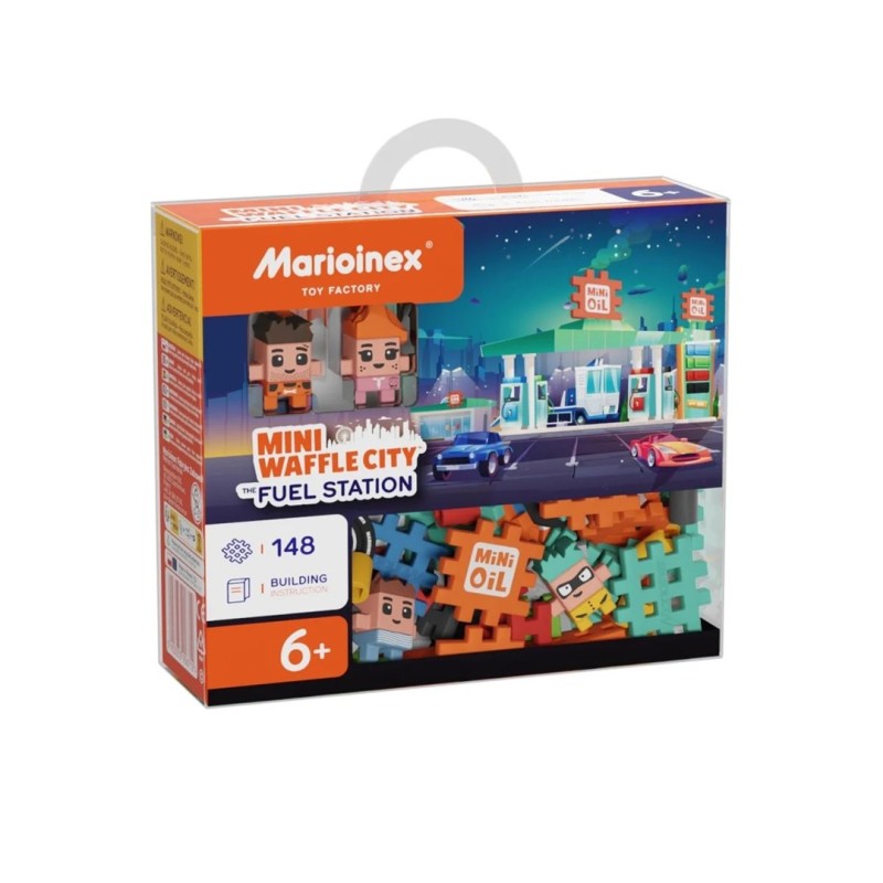 MARIOINEX Mini Waffle City Building Blocks Petrol Station, 148 pieces