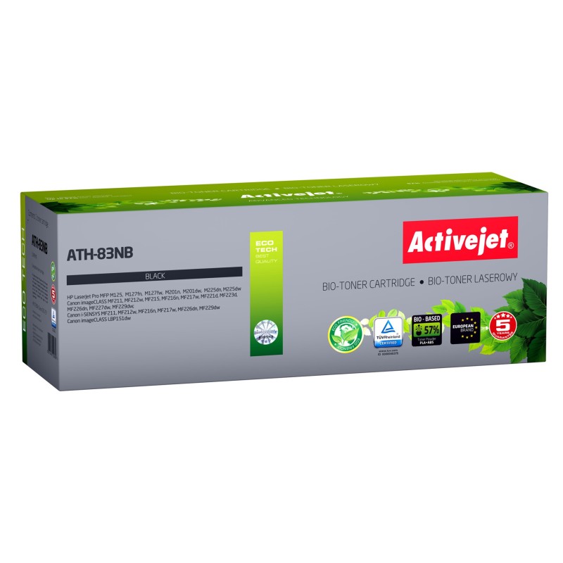 BIO Activejet ATH-83NB toner for HP, Canon printers, Replacement HP 83A CF283A, Canon CRG-737; Supreme; 1500 pages; black. ECO Toner.