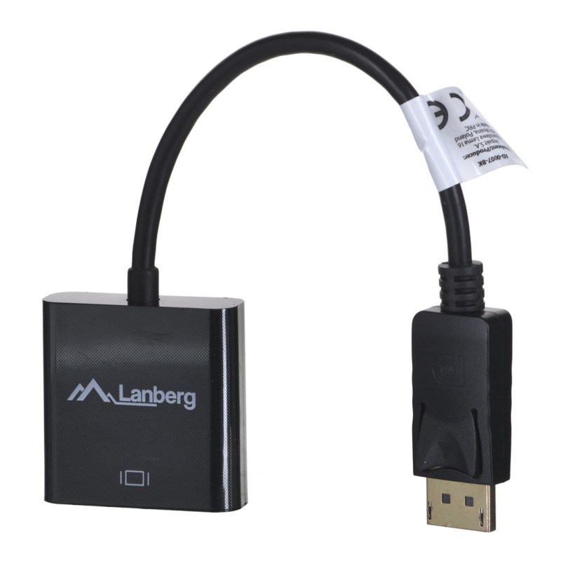 Lanberg AD-0007-BK video cable adapter 0.1 m DisplayPort DVI-D Black Lanberg AD-0007-BK video cable adapter 0.1 m DisplayPort DVI-D Black