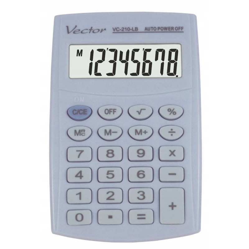 Vector KAV VC-210 LB pocket calculator, 8 digits, 64x98.5 mm, light blue Vector KAV VC-210 LB pocket calculator, 8 digits, 64x98.5 mm, light blue