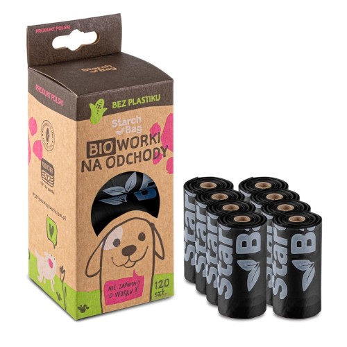 STARCHBAG BIO compostable poop bags black – 8x15 pcs STARCHBAG BIO compostable poop bags black – 8x15 pcs