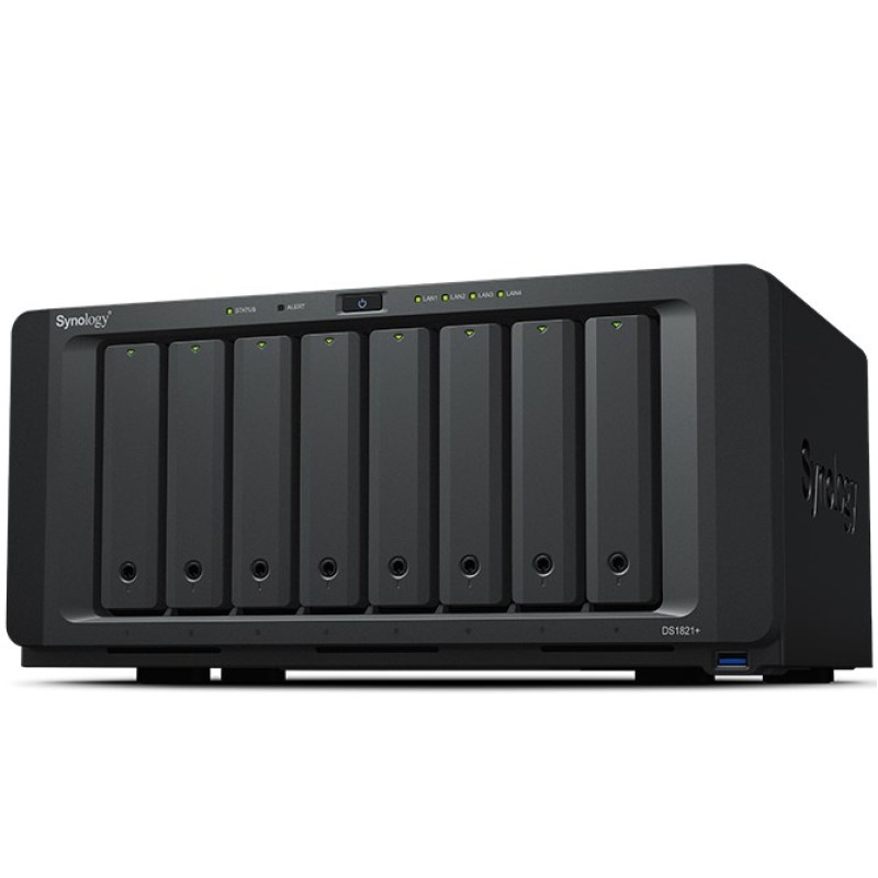 Synology DiskStation DS1821+ NAS/storage server Tower Ryzen Embedded V1500B 4 GB DDR4 0 TB DiskStation Manager Black