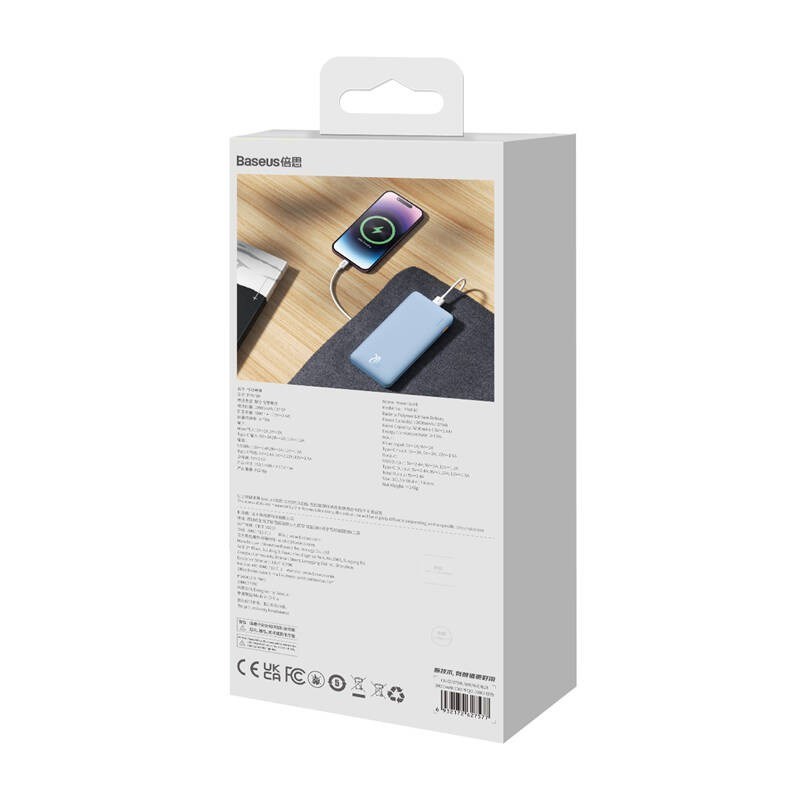 Baseus Airpow Lithium polymer power bank 10000 mAh 20 W Blue Baseus Airpow Lithium polymer power bank 10000 mAh 20 W Blue