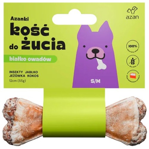 AZANKI Bone with insects and coconut S/M - dog treat - 12 cm AZANKI Bone with insects and coconut S/M - dog treat - 12 cm