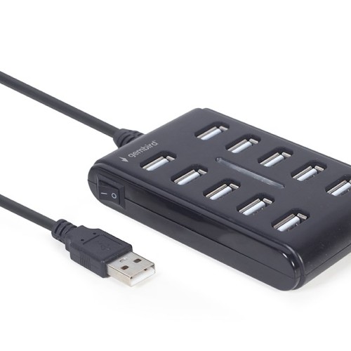 Gembird UHB-U2P10P-01 10-port USB 2.0 hub, black