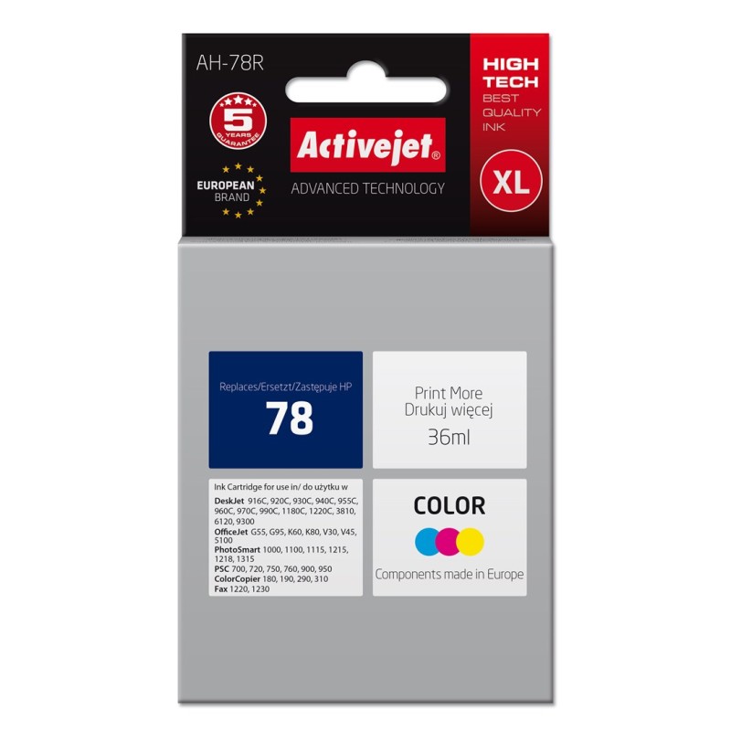 Activejet AH-78R Ink Cartridge (replacement for HP 78 C6578D; Premium; 36 ml; colour)