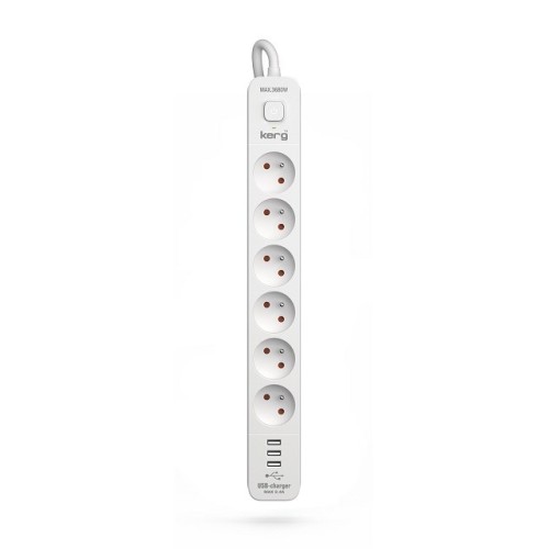 KERG power strip with circuit breaker-6 sockets 3USB 16A 1.5m