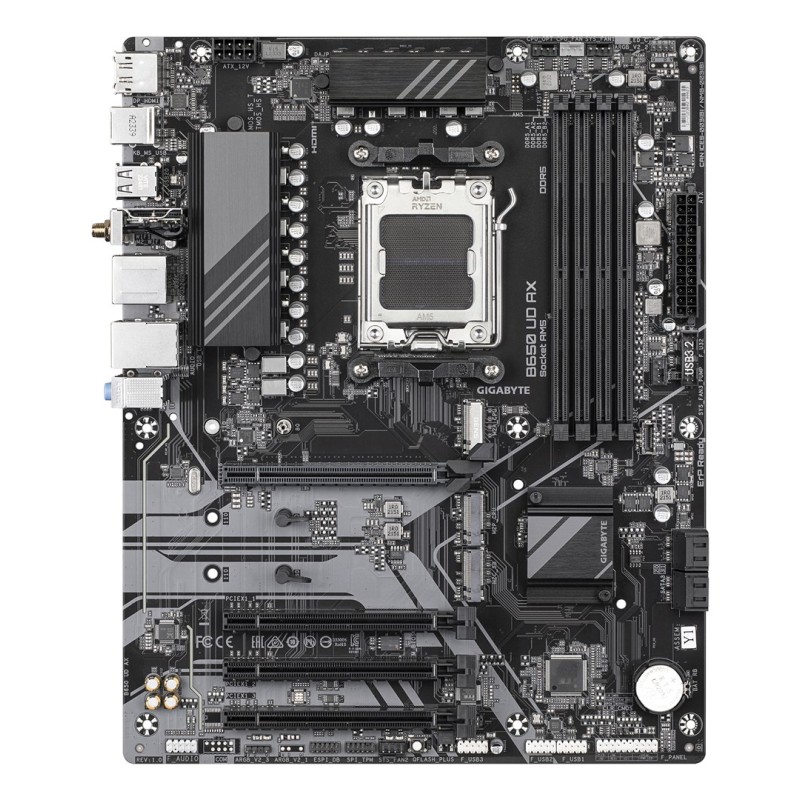 GIGABYTE B650 UD AX Motherboard - AMD Ryzen 9000 Series CPUs, 6+2+2 Phases VRM, up to 7600MHz DDR5 (OC), 1xPCIe 5.0 + 2xPCIe 4.0 M.2, GbE LAN, WIFI 6, USB 3.2 Gen 2 GIGABYTE B650 UD AX Motherboard - AMD Ryzen 9000 Series CPUs, 6+2+2 Phases VRM, up to 7600MHz DDR5 (OC), 1xPCIe 5.0 + 2xPCIe 4.0 M.2, GbE LAN, WIFI 6, USB 3.2 Gen 2