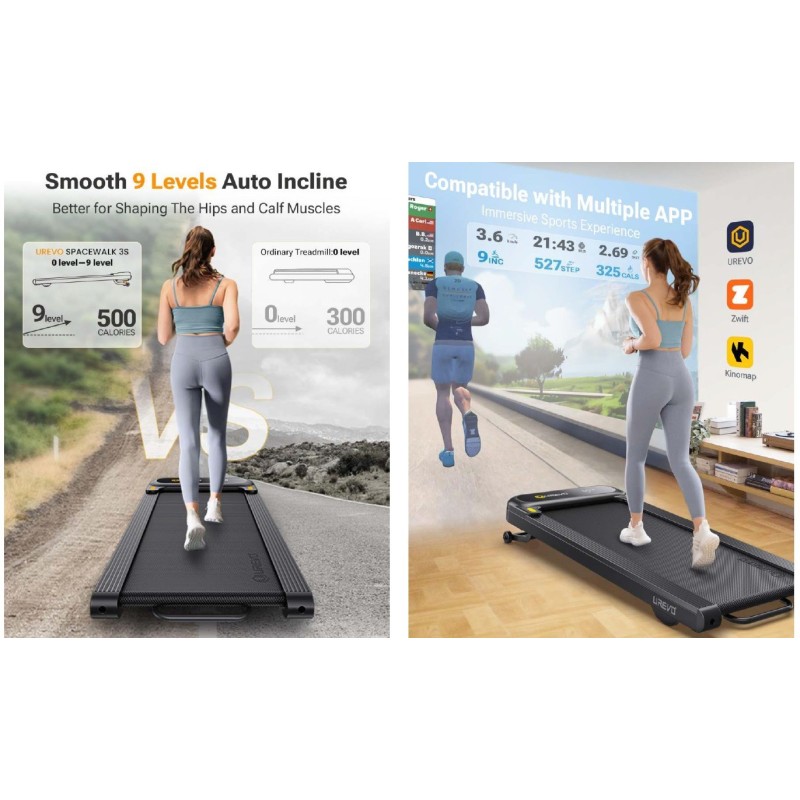 Walking treadmill UREVO SPACEWALK 3S Black, Graphite Walking treadmill UREVO SPACEWALK 3S Black, Graphite