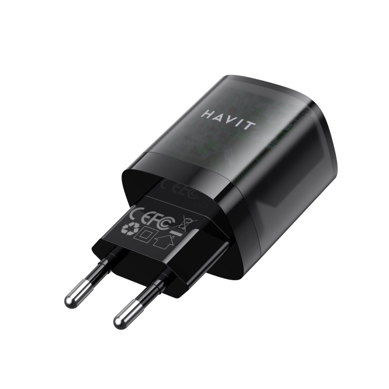 Havit UC303 EU - GaN 30 W dual-port travel charger, black Havit UC303 EU - GaN 30 W dual-port travel charger, black