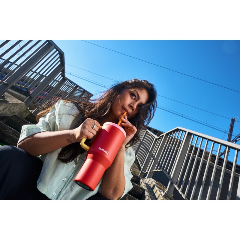 Thermal mug with telescopic straw Kambukka Rio Tumbler 950ml Pink Papaya Thermal mug with telescopic straw Kambukka Rio Tumbler 950ml Pink Papaya