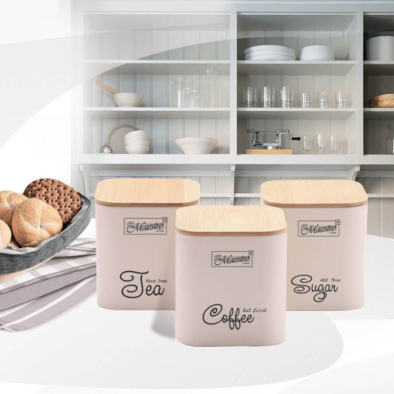 SET OF METAL CONTAINERS 3 PCS MR-1775-3S-IVORY SET OF METAL CONTAINERS 3 PCS MR-1775-3S-IVORY