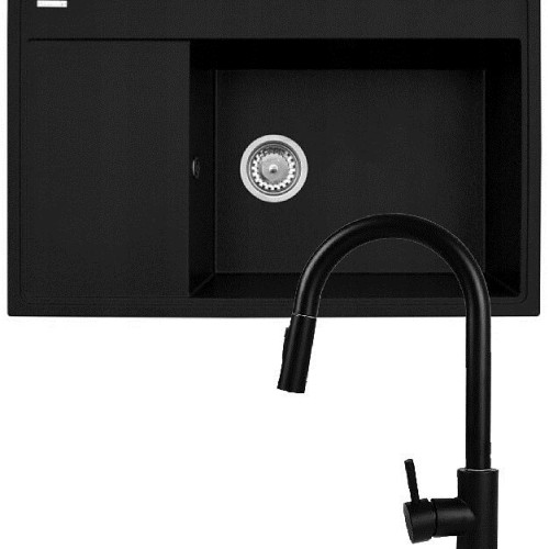 Set - Sink PYRAMIS CAMEA (79x50) 1B 1D R + Faucet IDEA Black Edition - 070168502BE - Volcano Set - Sink PYRAMIS CAMEA (79x50) 1B 1D R + Faucet IDEA Black Edition - 070168502BE - Volcano