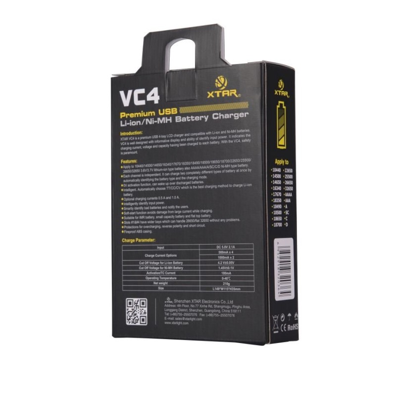 XTAR VC4SL battery charger to Li-ion / Ni-MH / Ni-CD 18650 XTAR VC4SL battery charger to Li-ion / Ni-MH / Ni-CD 18650