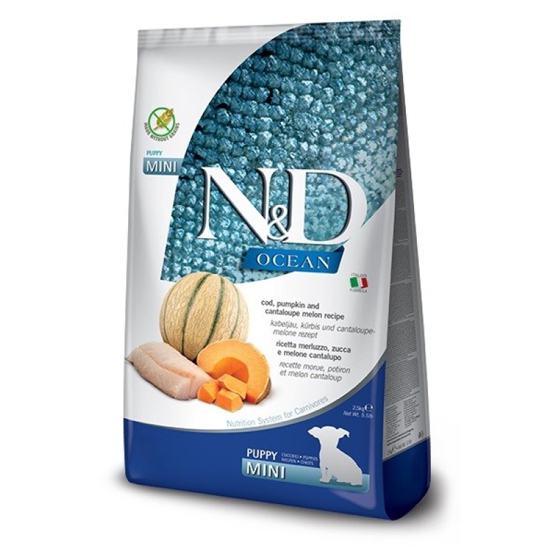 FARMINA N&D Ocean Dog Cod, Pumpkin, Cantaloupe Melon Puppy Mini - dry dog food - 2.5 kg FARMINA N&D Ocean Dog Cod, Pumpkin, Cantaloupe Melon Puppy Mini - dry dog food - 2.5 kg