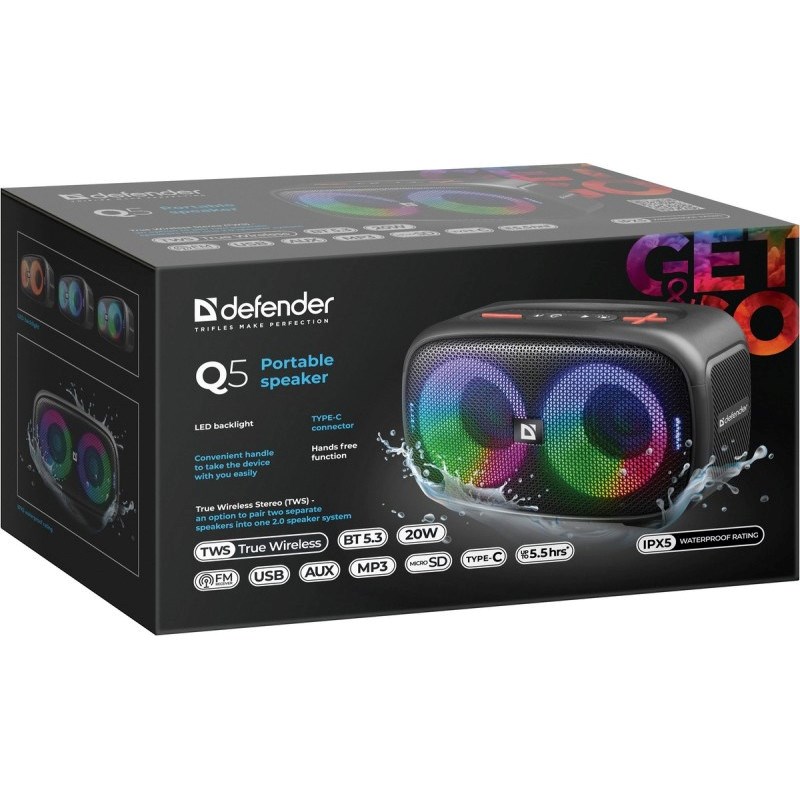 BLUETOOTH SPEAKER Q5 BT 5.3 20W LED/BT/FM/USB/TWS BLUETOOTH SPEAKER Q5 BT 5.3 20W LED/BT/FM/USB/TWS