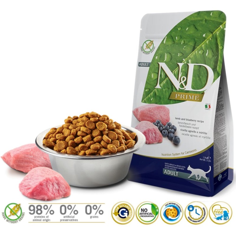 FARMINA N&D PRIME CAT LAMB & BLUEBERRY ADULT 1.5kg FARMINA N&D PRIME CAT LAMB & BLUEBERRY ADULT 1.5kg
