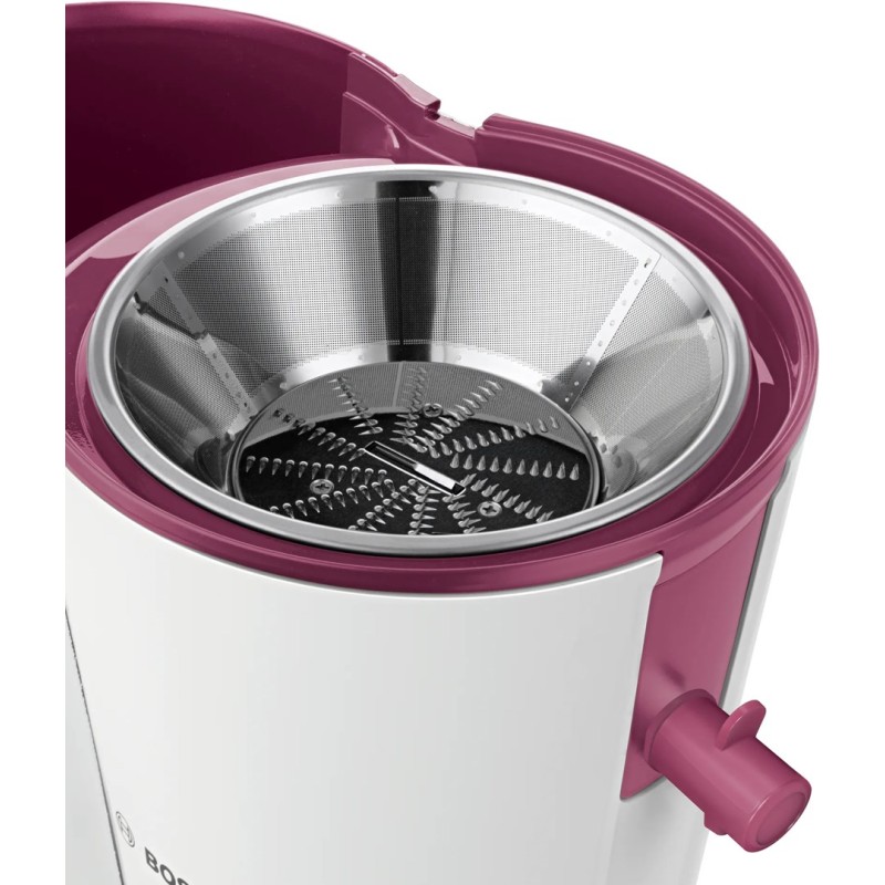 Bosch MES25C0 juice maker Centrifugal juicer 700 W Cherry (fruit), Transparent, White