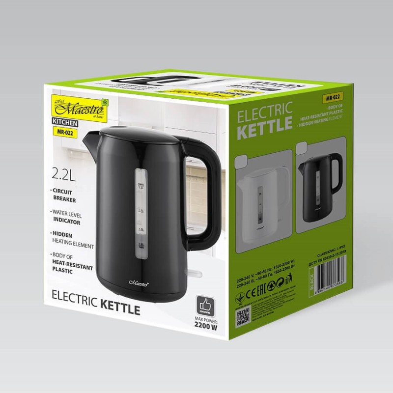 Maestro MR-022 electric kettle 2.2 L 2200 W (MR-022-BLACK) Black