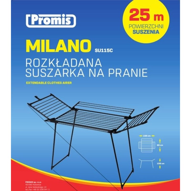 PROMIS MILANO laundry dryer, foldable, additional 4 wings, black PROMIS MILANO laundry dryer, foldable, additional 4 wings, black