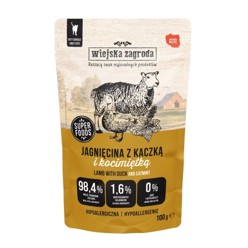 WIEJSKA ZAGRODA Lamb with duck and catnip – wet food for cats – 100g WIEJSKA ZAGRODA Lamb with duck and catnip – wet food for cats – 100g
