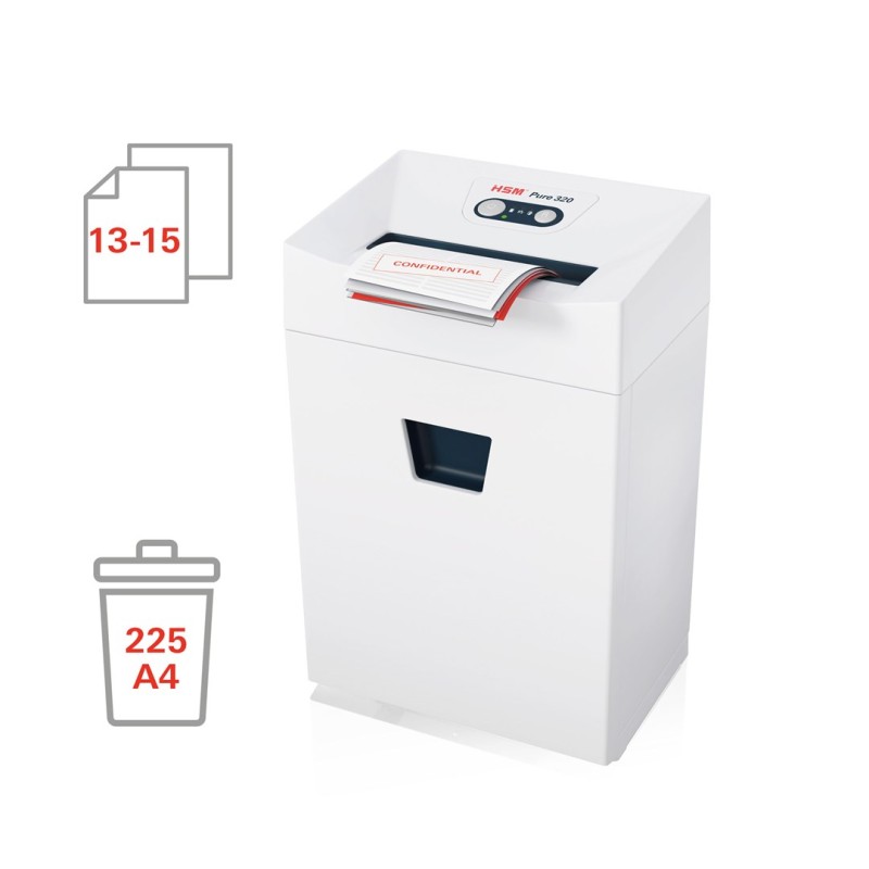 HSM Pure 320 paper shredder Particle-cut shredding 23 cm White HSM Pure 320 paper shredder Particle-cut shredding 23 cm White