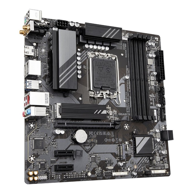 GIGABYTE B760M DS3H AX Motherboard - Supports Intel Core 14th Gen CPUs, 6+2+1 Phases Digital VRM, up to 7600MHz DDR5 (OC), 2xPCIe 4.0 M.2, Wi-Fi 6E, 2.5GbE LAN, USB 3.2 Gen 2 GIGABYTE B760M DS3H AX Motherboard - Supports Intel Core 14th Gen CPUs, 6+2+1 Phases Digital VRM, up to 7600MHz DDR5 (OC), 2xPCIe 4.0 M.2, Wi-Fi 6E, 2.5GbE LAN, USB 3.2 Gen 2