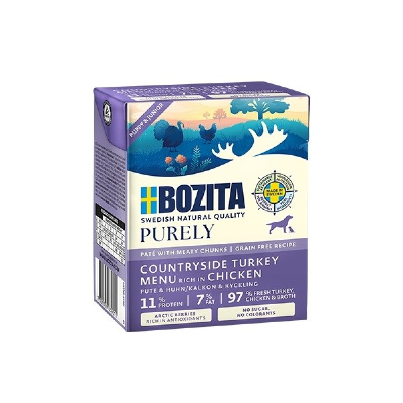 BOZITA Purely indyk z kurczakiem pasztecik z mięsem dla szczeniąt 370g BOZITA Purely indyk z kurczakiem pasztecik z mięsem dla szczeniąt 370g
