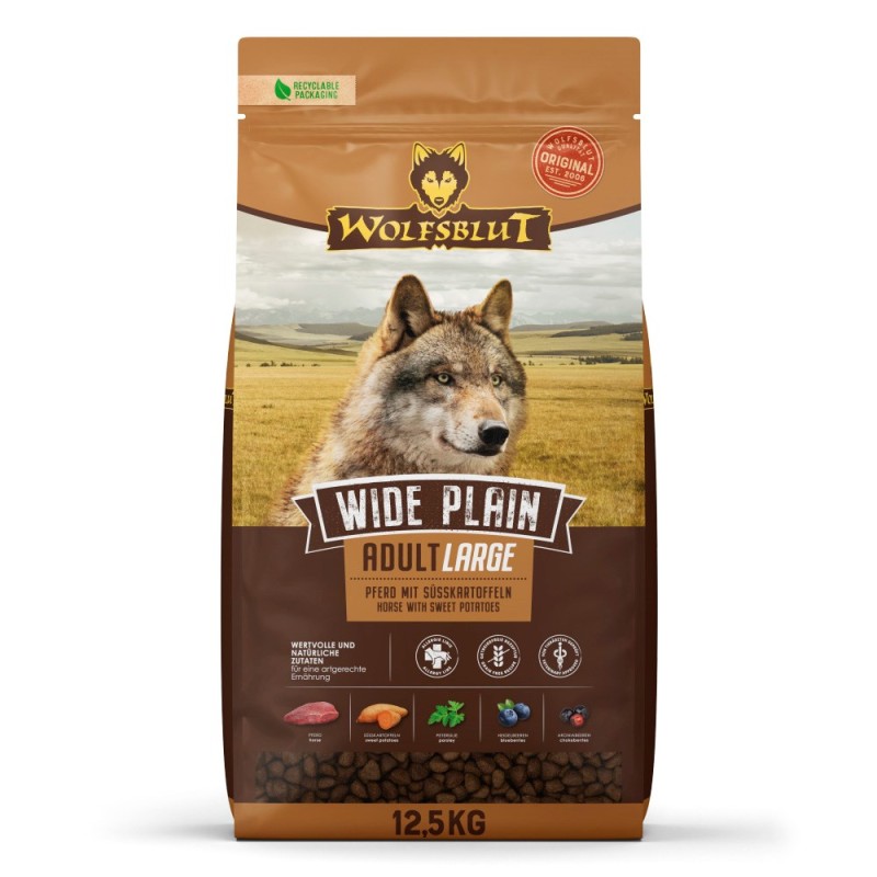 WOLFSBLUT Wide Plain Large Breed Horse with sweet potatoes - dry dog food - 12,5kg