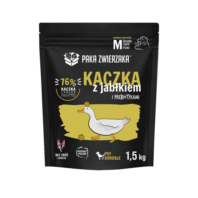 PAKA ZWIERZAKA Duck with apple M - dry dog food - 1,5kg PAKA ZWIERZAKA Duck with apple M - dry dog food - 1,5kg