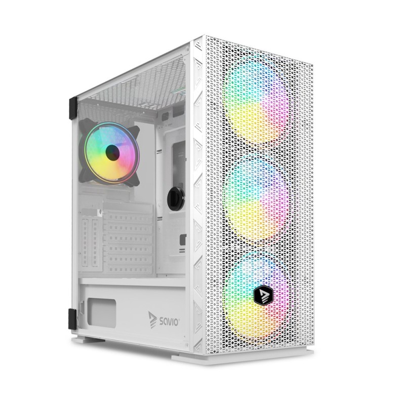 SAVIO Raptor White X1 ARGB Glass/Mesh White Computer Case