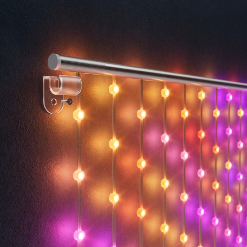 Twinkly Matrix - 500 RGB LED Pearl-shaped lights, clear wire, 1.7x7.8ft F-plug type
