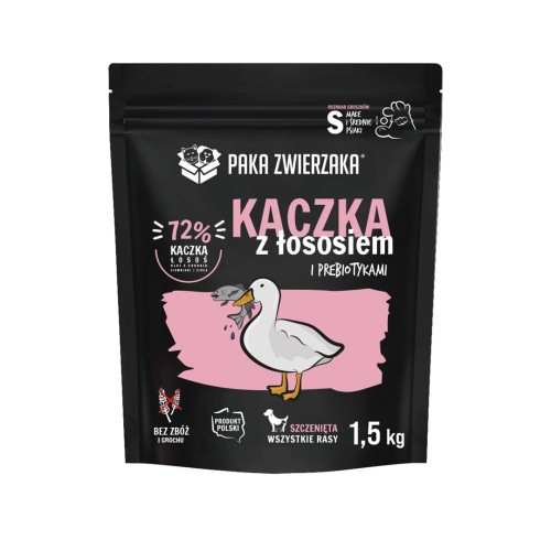 PAKA ZWIERZAKA Puppy Duck with salmon S - dry dog food - 1,5kg