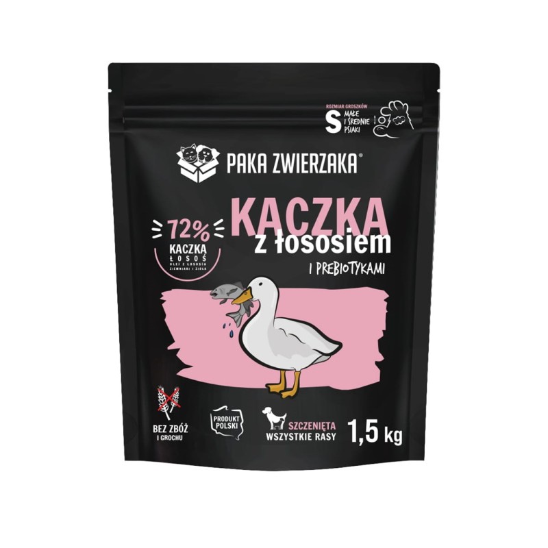 PAKA ZWIERZAKA Puppy Duck with salmon S - dry dog food - 1,5kg PAKA ZWIERZAKA Puppy Duck with salmon S - dry dog food - 1,5kg