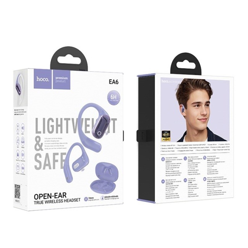 Hoco EA6 Headset Wireless Open-Ear Connectivity/Music Bluetooth Purple Hoco EA6 Headset Wireless Open-Ear Connectivity/Music Bluetooth Purple