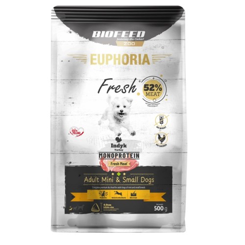 BIOFEED Euphoria Fresh Adult Turkey Monoprotein XS/S - dry dog food - 500g