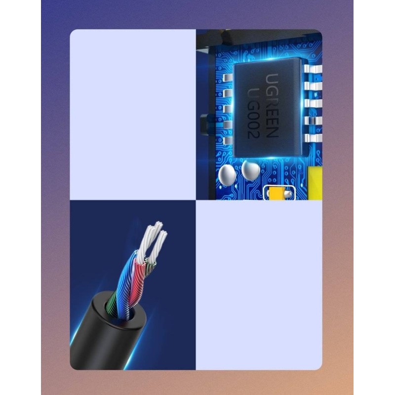 Ugreen CM309 Bluetooth 5.0 Audio Receiver USB Cable Audio Adapter AUX Jack Black