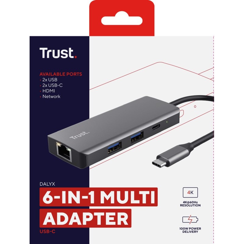 Trust Dalyx USB Type-C 1000 Mbit/s Silver Trust Dalyx USB Type-C 1000 Mbit/s Silver