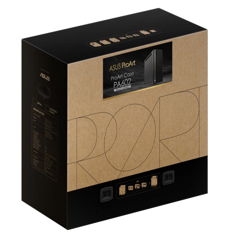 ASUS ProArt PA602 Wood Edition – Metal Panel Midi Tower Black ASUS ProArt PA602 Wood Edition – Metal Panel Midi Tower Black