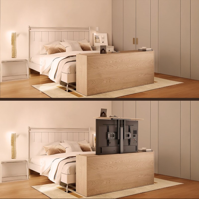 Maclean MC-866T Smart Motorized Electric TV Lift TUYA Mobile App Floor Mount Bracket Alexa Google Home 37''-80'' 60kg Cabinet VESA (EU plug)