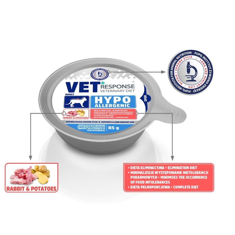 VET RESPONSE Hypoallergenic Rabbit - wet cat food - 85g