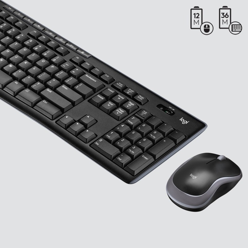 Logitech Wireless Combo MK270 keyboard Mouse included RF Wireless QWERTY US International Black, Silver Logitech Wireless Combo MK270 keyboard Mouse included RF Wireless QWERTY US International Black, Silver