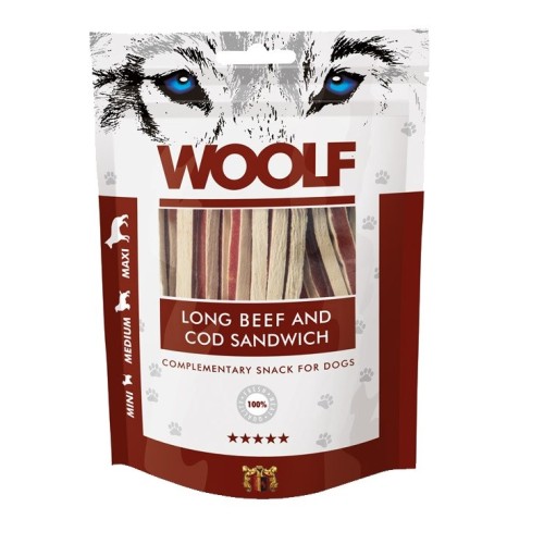 WOOLF Long Beef and Cod Sandwich - dog treat - 100g WOOLF Long Beef and Cod Sandwich - dog treat - 100g