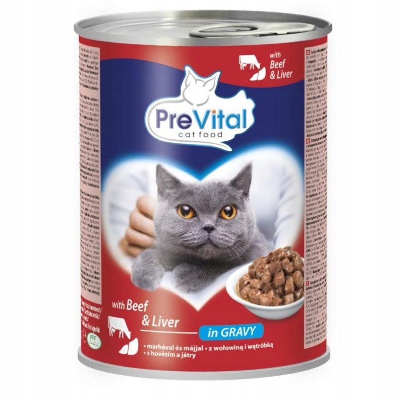 PREVITAL Beef with liver in gravy - wet cat food - 2x415g PREVITAL Beef with liver in gravy - wet cat food - 2x415g
