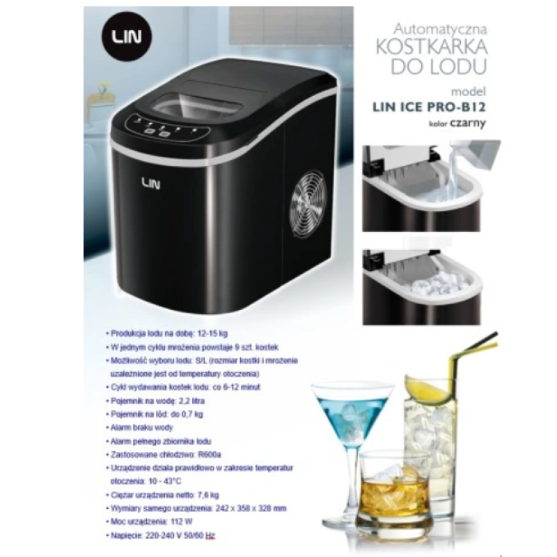 Portable ice maker LIN ICE PRO-B12 black Portable ice maker LIN ICE PRO-B12 black
