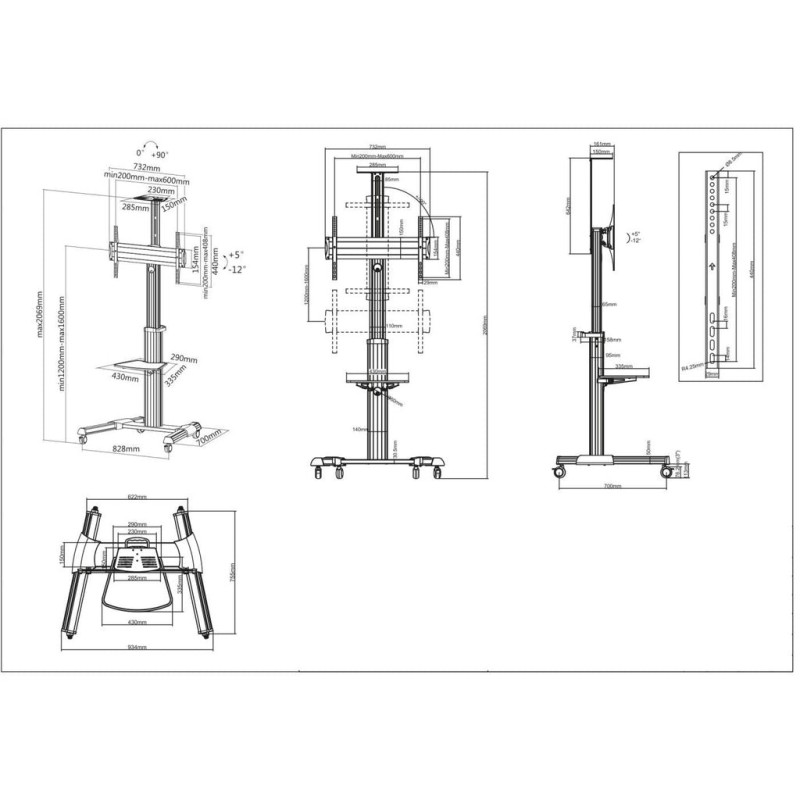 Manhattan TV & Monitor Mount, Trolley Stand, 1 screen, Screen Sizes: 37-65 Manhattan TV & Monitor Mount, Trolley Stand, 1 screen, Screen Sizes: 37-65