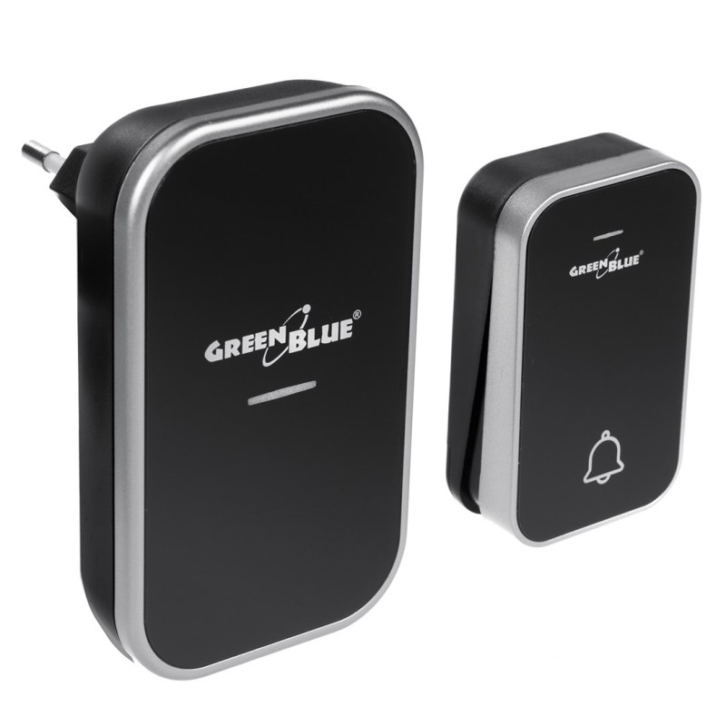 GreenBlue GB157 B Kinetic Battery-free Wireless Dorr Bell, Melodies, Black, Range up to 200m, IP44 GreenBlue GB157 B Kinetic Battery-free Wireless Dorr Bell, Melodies, Black, Range up to 200m, IP44