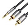 Vention 3.5mm Male to 2RCA Male Audio Cable 3M Black Metal Type