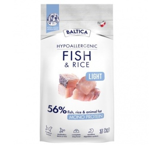 BALTICA Nutraceutic Hypoallergenic Light M Fish with rice - dry dog food - 3kg BALTICA Nutraceutic Hypoallergenic Light M Fish with rice - dry dog food - 3kg