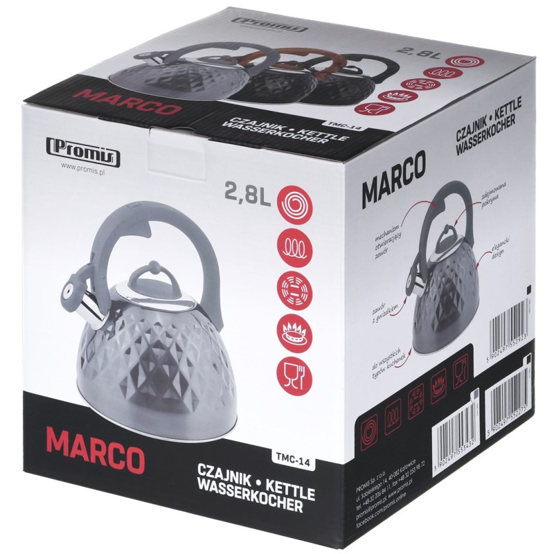 TMC14G PROMIS, Kettle 2.8 l, MARCO, gray gloss TMC14G PROMIS, Kettle 2.8 l, MARCO, gray gloss
